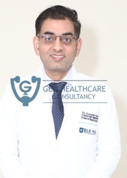 Male doctor wearing glasses, white coat and tie