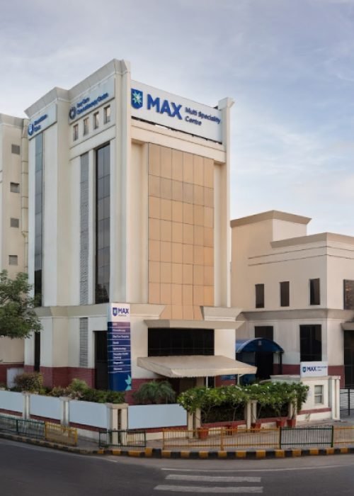 Exterior of a Max Super Speciality Centre building